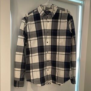 Men's Black and White Plaid Shirt